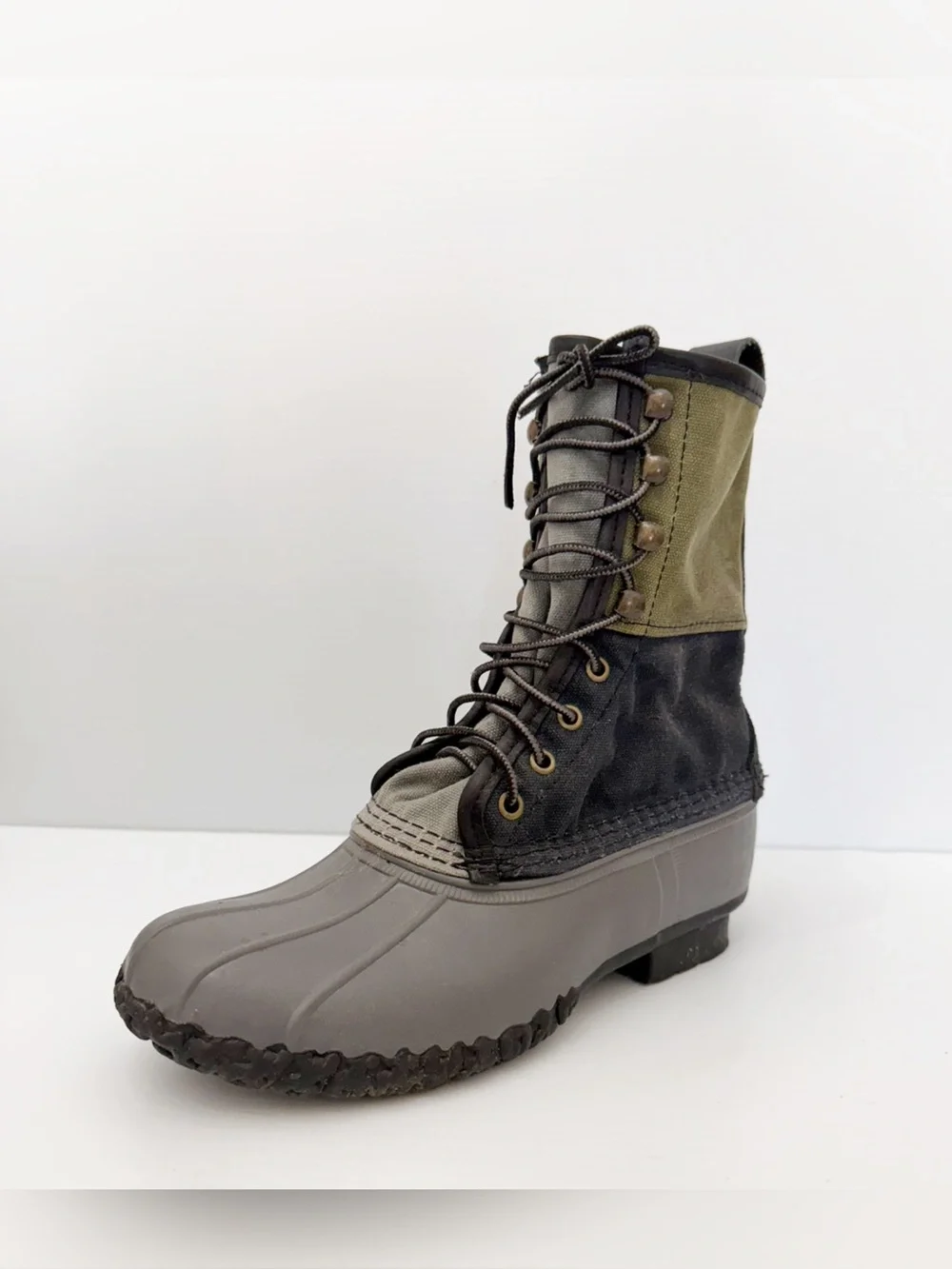 LL Bean Boots Duck Boots Waxed Canvas And Rubber Lace Up Boots - 7